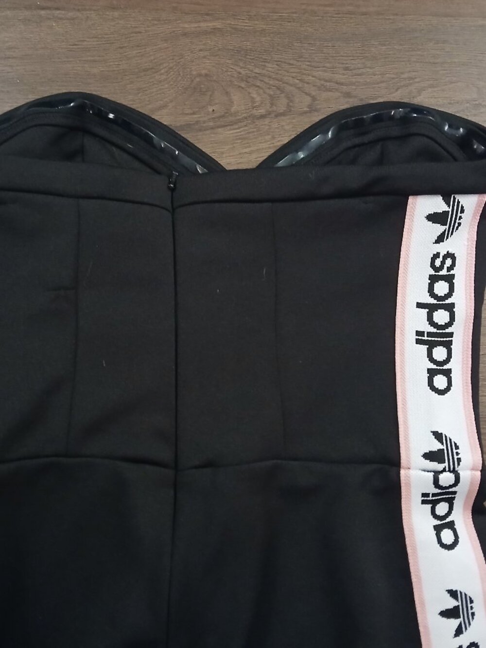 RARE Adidas Wide Leg Strapless Jumpsuit Logo NWT L DESIGNER - Picture 9 of 9